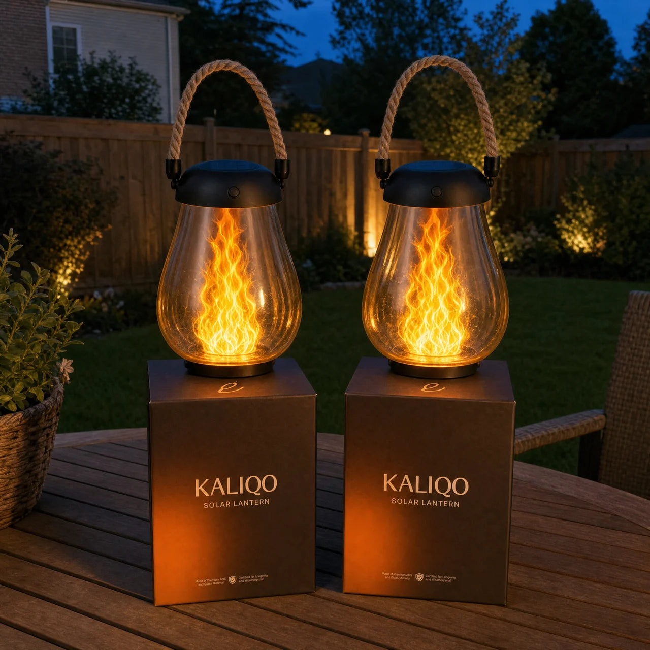 2-Pack Solar Lantern Flame Effect